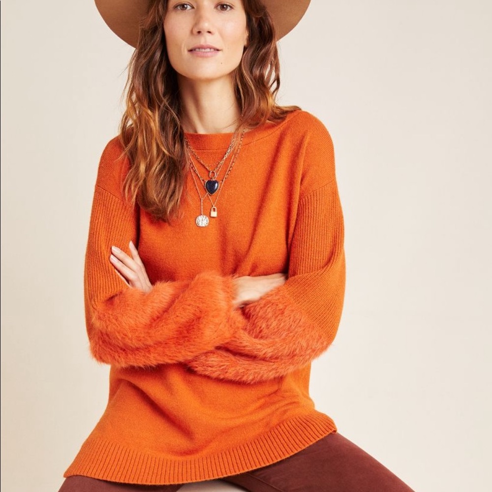 Anthropologie burnt orange Colma tunic sweater XS